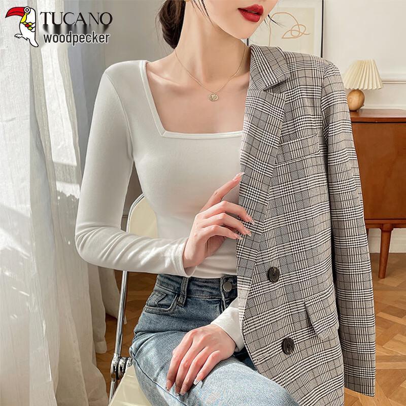 Women s Square Neck Double-Sided Thermal Velvet Long-Sleeve Base Layer Top M