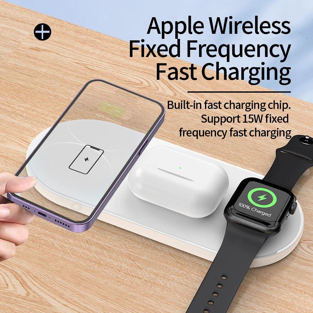 30W 3 in 1 Wireless Charger Pad for iPhone 15 14 13 12 11 Pro Max 8 X Watch 8 7 6 AirPods Fast Wireless Charging Station