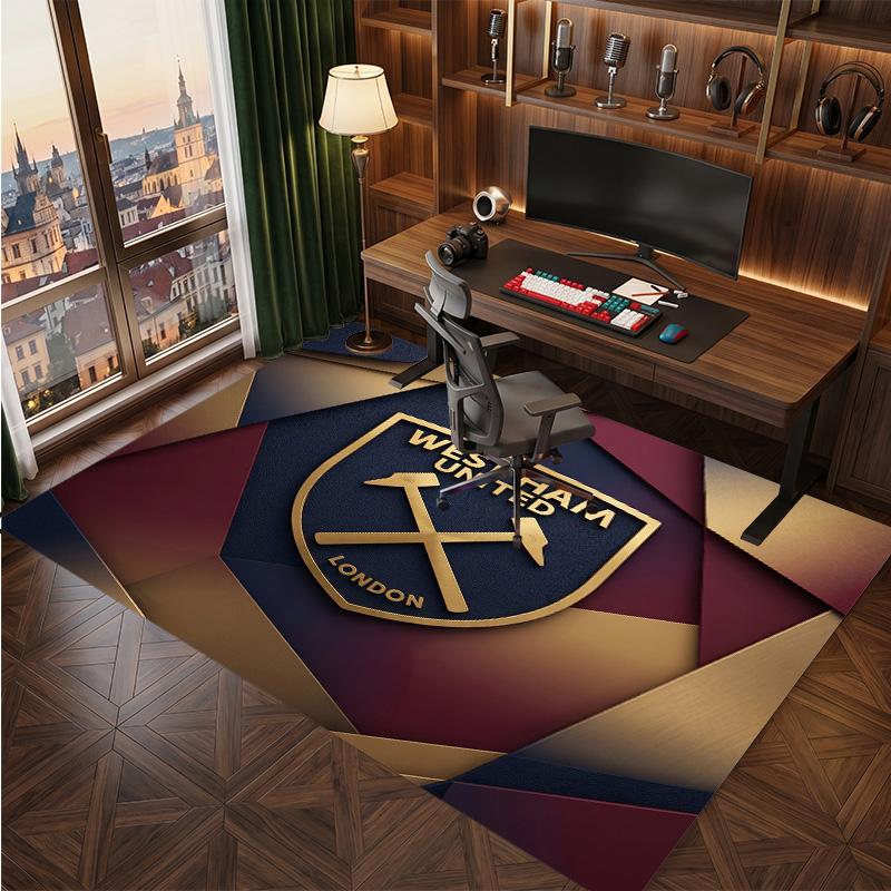 West Ham United Football Print Crystal Velvet Rug, Comfortable Water Absorbent Non Slip Indoor Floor Carpet