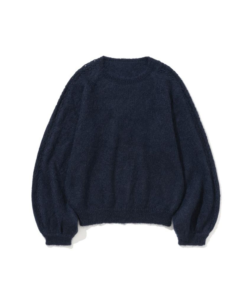 ERER Balloon Sleeve Scallop Knit Navy