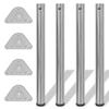 4 Height-adjustable Table Legs 710 Mm Brushed Nickel