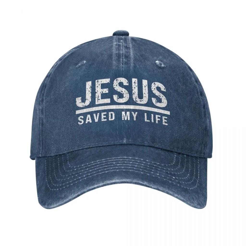 Casual Washed Cotton Jesus Saved My Life Christian Ponytail Baseball Cap Dad Spring Summer Snapback Hat Cap Hats