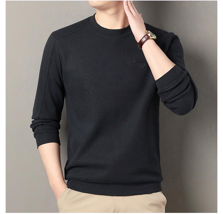 Men's Winter Plus Velvet Thick Warm Round Neck Hoodie - Casual and Versatile Base Layer Top