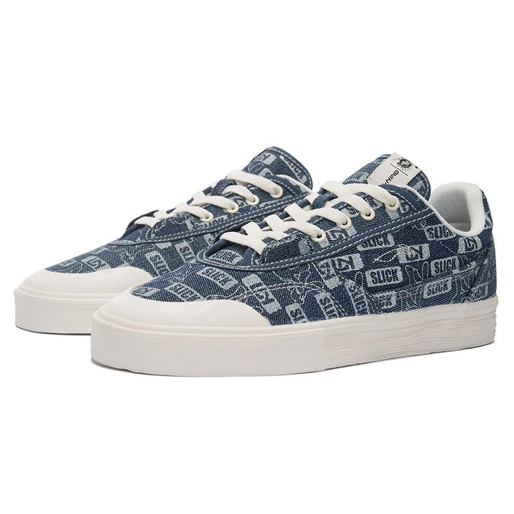 Li Ning 50/50 Canvas Fabric Slip Resistant Durable Lightweight Low Top Skate Shoes Men Sneakers Blue AECS023-2