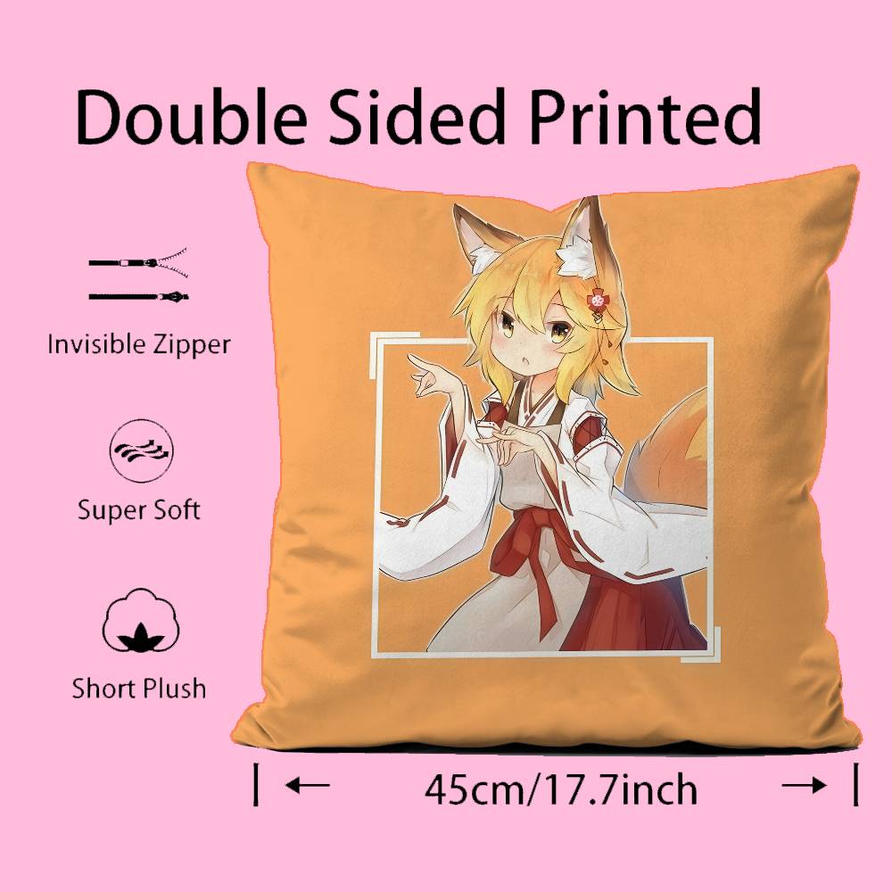 The H-Helpful F-Fox Senko San Pillow Case Comfort Sofa Bed Silky Elegant Invisible Zipper Custom Decorative Cushion Cover