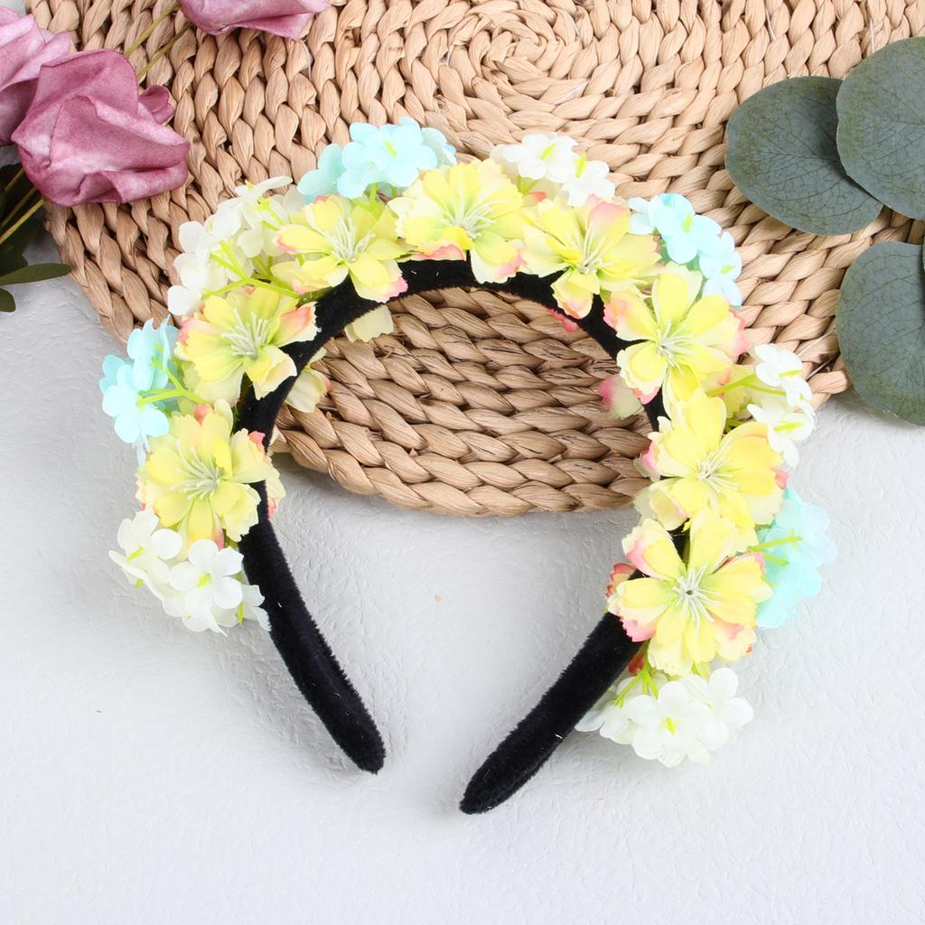 Fashion Women Bride Flowers Headband Chinese Style Flower Crown Hairband Ladies Elastic Beach Wedding Hair Accessories Headband