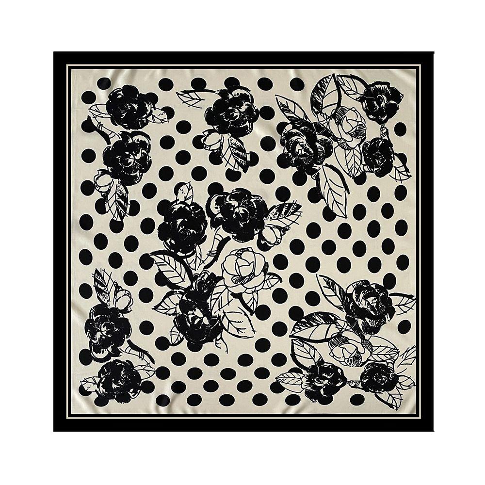 Nouveau Foulard de Printemps à Pois Rose en Soie Imitation pour Femmes Foulard Carré Tempérament Simple et Luxe Léger Foulard Protection Solaire