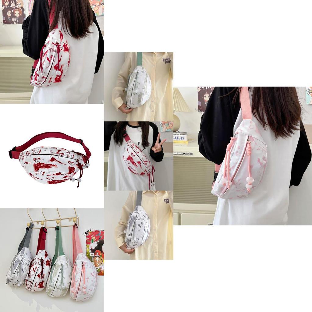 Fashionable Gray Red Blue Pink Ink-wash Chest Bag Ideal For Sports And Cycling