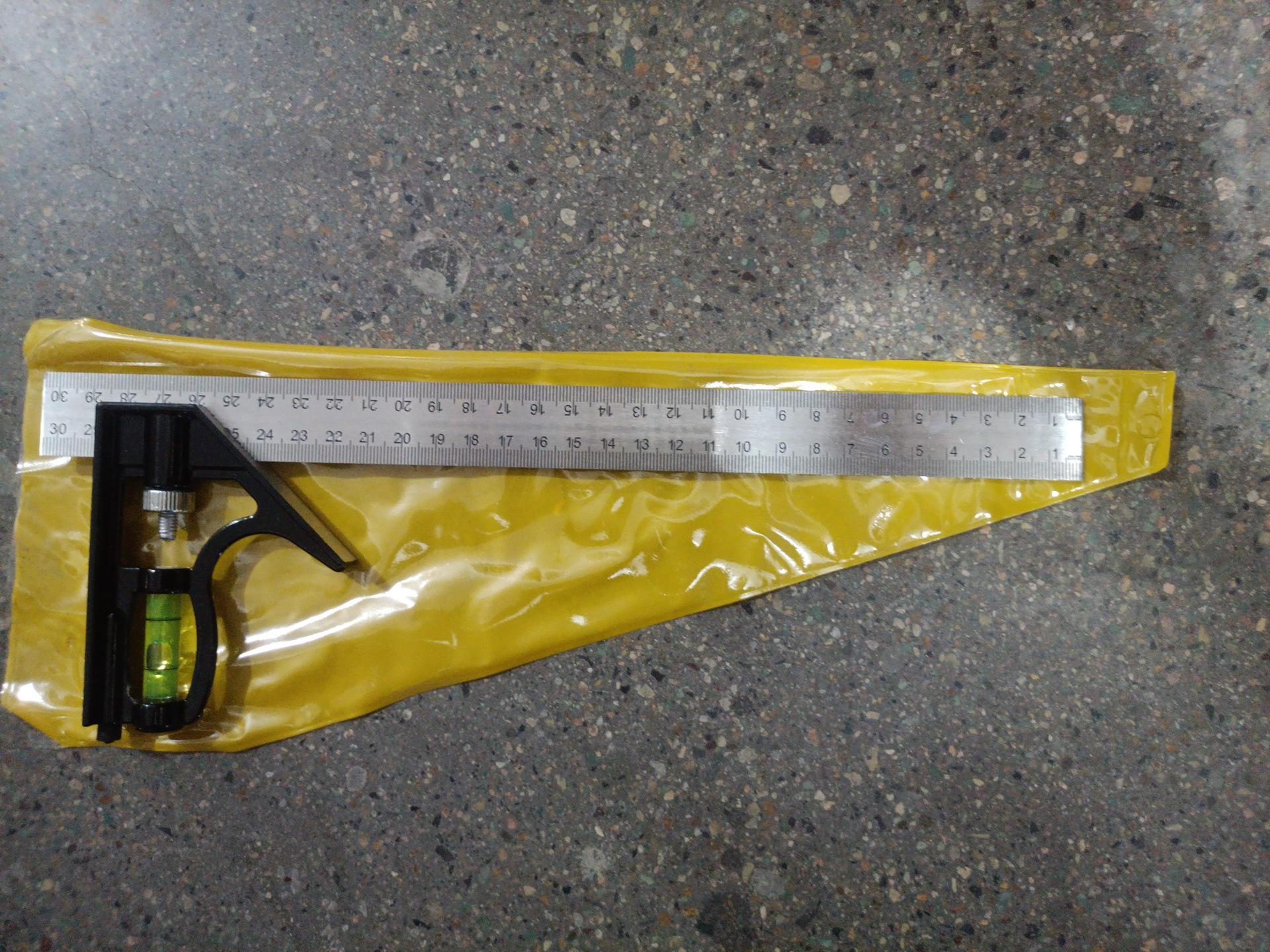 300mm Stainless Steel Angle Ruler with Level - 180° Woodworking Square Measurement Tool