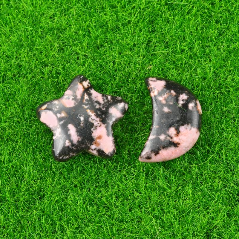 2 ks/sada Mini hvězda Měsíční kameny Crystal Worry Stone Ornament Dekorativní, přírodní kamenné kameny pro čarodějnické řemeslo DIY Meditace Reiki Balancing Decor