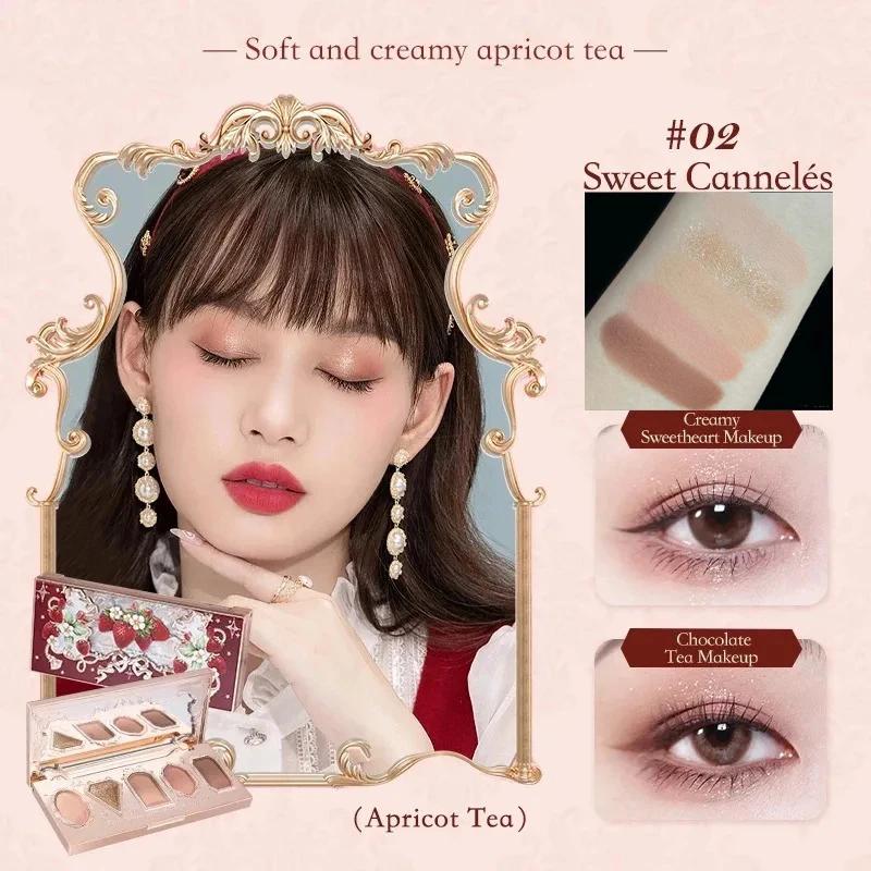 

Flower Knows Strawberry Rococo Eyeshadow Pressed Glitter 5 Color Eye Shadow Creamy Texture Natural Bronze Cosmetic Eye Shadows амарант розовый