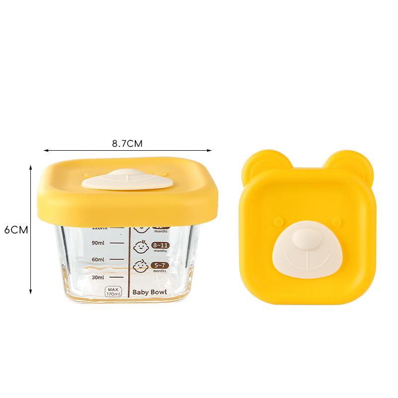 Glass Bowl Baby Food Supplement Bowl With Scale Portable Lunch Box Food Storage Seal Heating Food Grade Silicone
