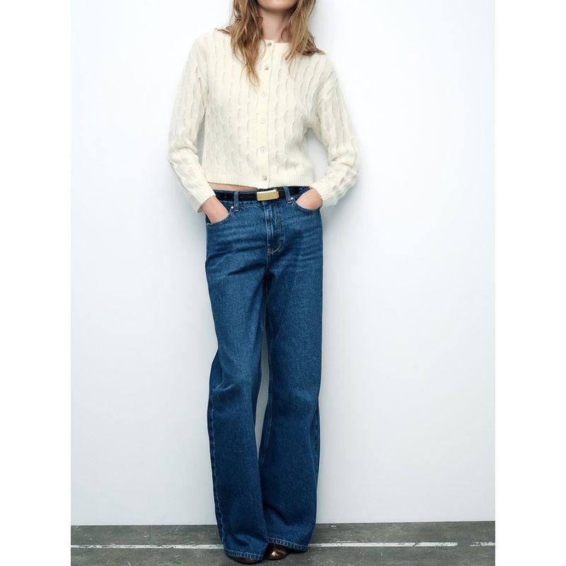 Za2025 Spring New Women's Clothing Single-Breasted Wavy Comfort and Casual Long Sleeve Knitted Coat 2893179