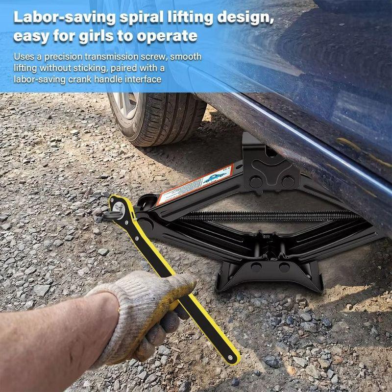 2 Ton Capacity Scissor Jack Extendable Wrench Labor-Saving Design Car Jack Crank Lift Wheel Wrench Auto Jack Car Maintenance