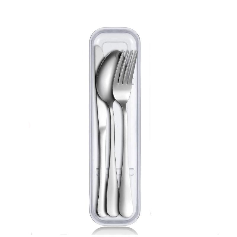 Edelstahl Outdoor Besteckset: 4-teiliges Messer-, Gabel-, Löffel-Set