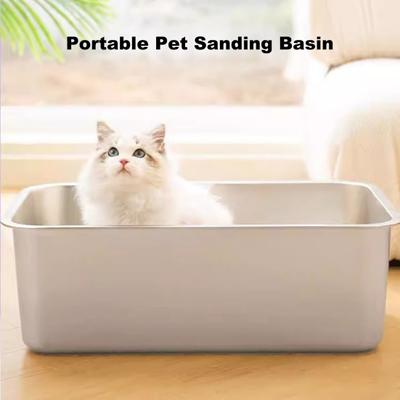 Katzentoilette, leicht zu reinigen, Haustiertoilette aus Edelstahl, großer Raum, niedriger Einstieg, Haustiertoilette für Katzen, Kaninchen, Frettchen