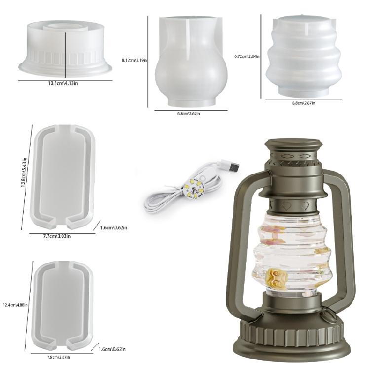 Camping Lamp Silicone Mold and LED Light Set for Crafting Beautiful Resin Decorations Perfect for Present Giving