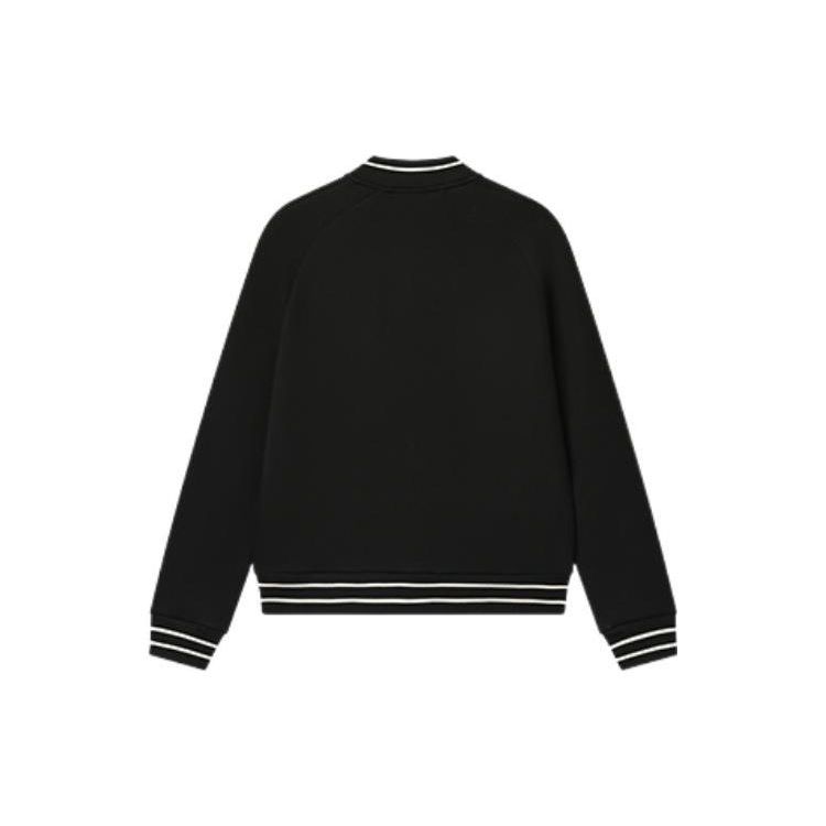 FILA Geometric Pattern Knit Zip Long Sleeve Jacket Men jackets Black F11M318502F-BK