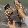 Fish-mouthed Thick-soled Belt Buckle One-strap Casual Slippers, Fashionable Large-sized Beach Women's Shoes