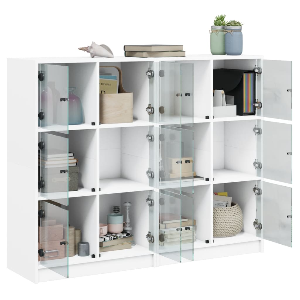 Vidaxl Biblioteczka Z Drzwiczkami, Biała, 136X37X109 Cm