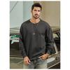 Men 100 Cotton Loose Long Sleeve Round Neck Casual Solid Vintage T Shirt