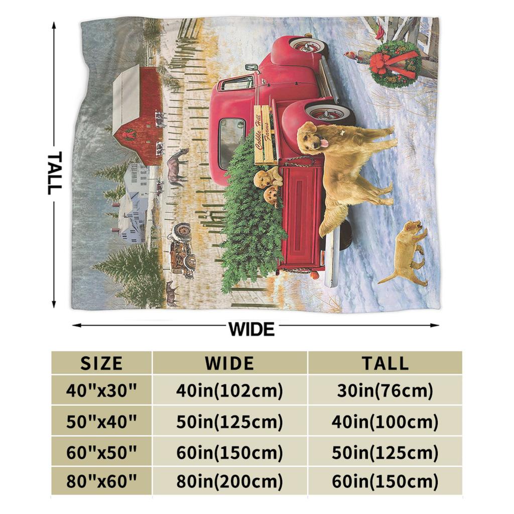 Red Truck Christmas Fleece Throw Blanket Nordic Merry Christmas New Year Blanket for Home Outdoor Super Warm Plush Thin Quilt