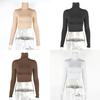 Streetwear T Shirt With High Neck Long Sleeves For Fall Fashion Women