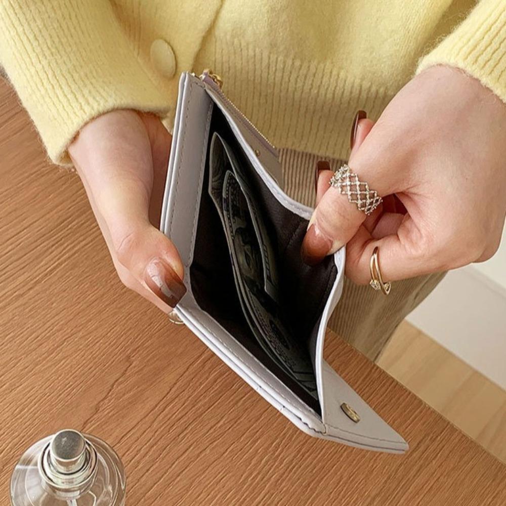 New PU Leather Coin Purse Zipper Bow Credit Card Holder Mini Portable Business Card Case Gift