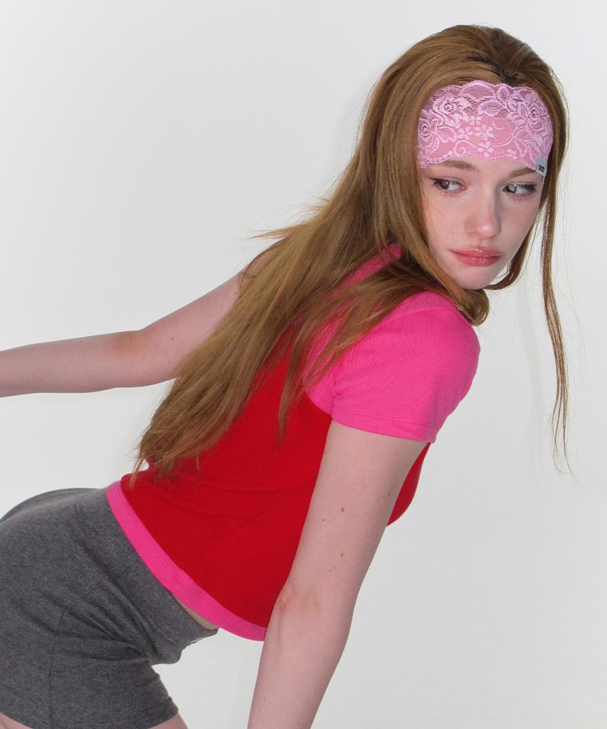 CRANK Lace Veil Hairband_Pink