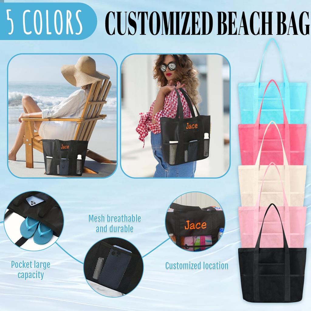 Personalized Custom Embroidery Hand-held Beach Bag Fitness Swimming Bag Large Capacity Portable Storage Bag