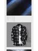 Men's Korean-Style Black and White Plaid Long-Sleeve Casual Shirt