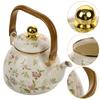 1 Liter Vintage Enamel Teapot with Japanese Design Convenient Brewing Elegant Flower Pattern Insulated Stovetop for Camping