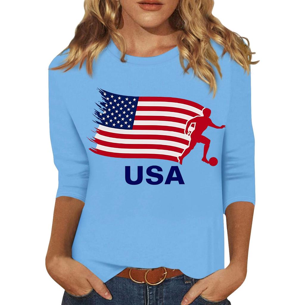 Modischer Lässiger Damen-Pullover mit Dreiviertelärm und 250. Unabhängigkeitstag-Aufdruck