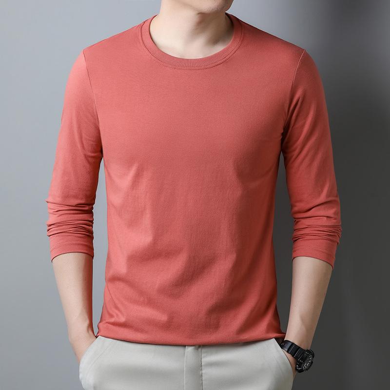Men's T-shirt Long Sleeve Casual Versatile T-shirt Men's Pure Cotton Undershirt Cotton Undershirt