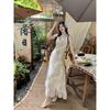 Lotus leaf edge floral chiffon slightly fat mm coffee break French feeling sweet floral dress women's seaside vacation style