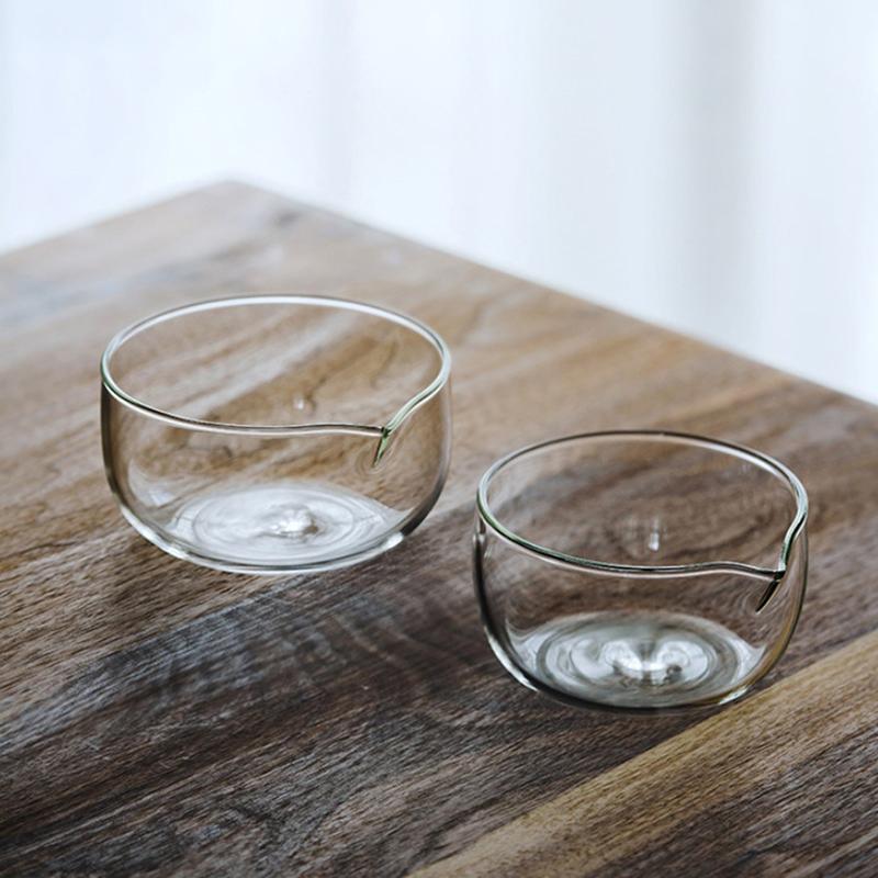 350/600ml Průhledná čajová miska s výlevkou Dvouvrstvá japonská miska na matcha Žáruvzdorná miska na míchání salátu Mísy vhodné do mikrovlnné trouby