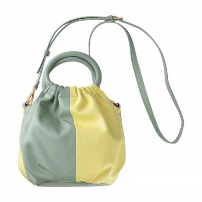 0655 Crossbody Shoulder Mini Tote Bag Balloon Baby Lou BR Crumpley [Rootote] -2tone (01 Mint/Yellow)
