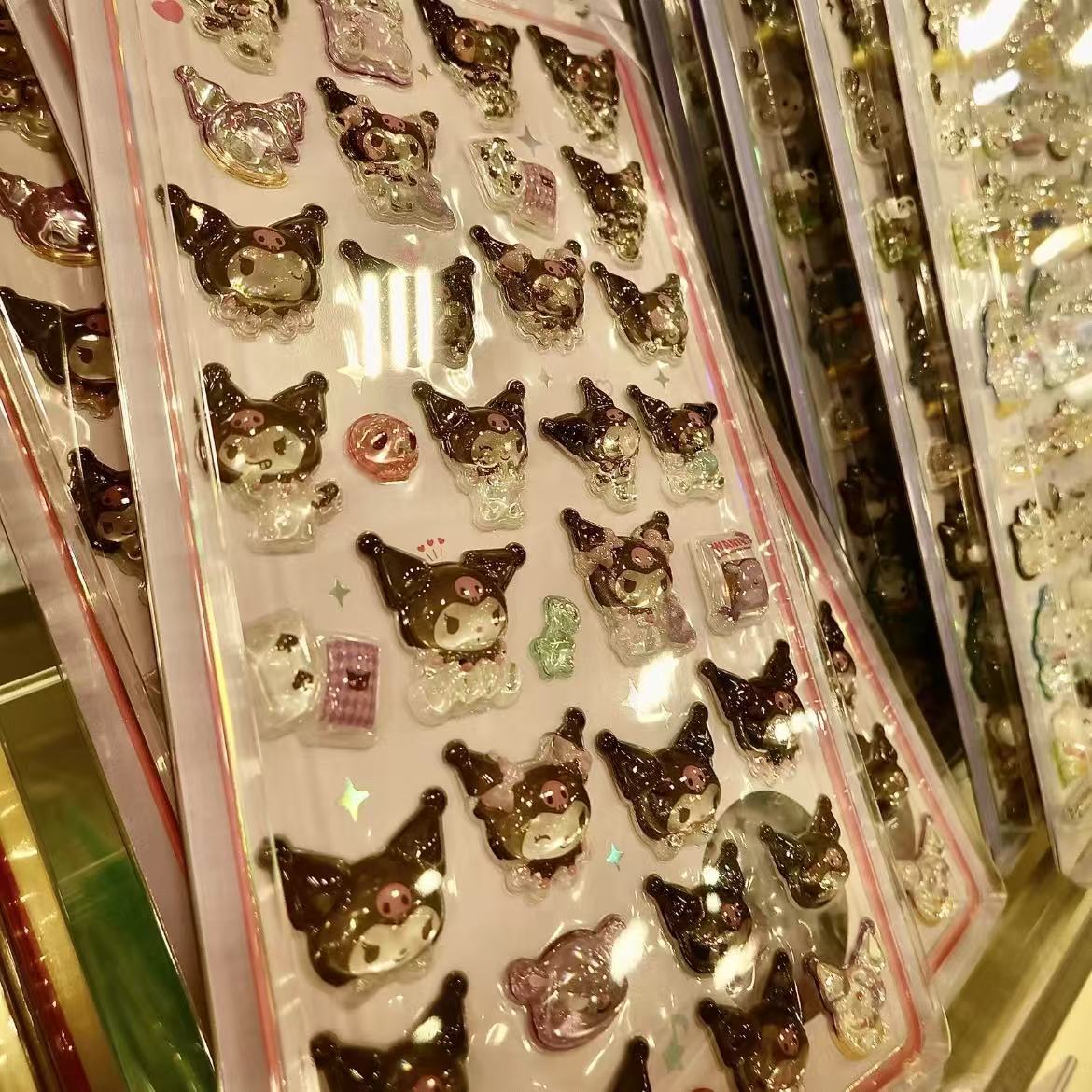 Kuromi Cinnamoroll Kitty Cat 3d Sticker 3d Drop Glue Acrylic Relief Sticker Solid Fun Diy Mobile Phone Case Decoration Gifts