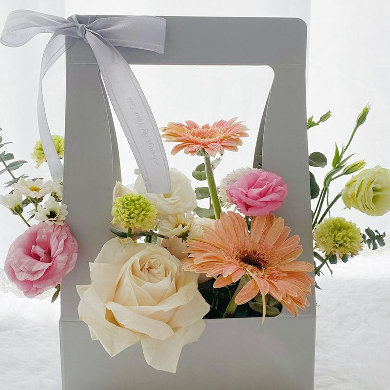 2Pcs Creative Hand-Folded Folded Flower Box Flower Gift Box Romantic Flower Arrangement Box Portable Bouquet Wrapping Box