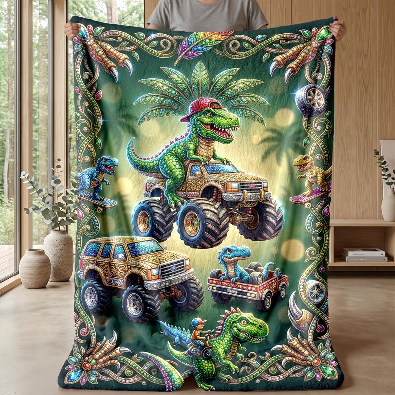 Cyberpunk Monster Truck Blanket Personalized Name Flannel Blanket Soft Cozy Plush Throw for Sofa Bed Lightweight Home Decor