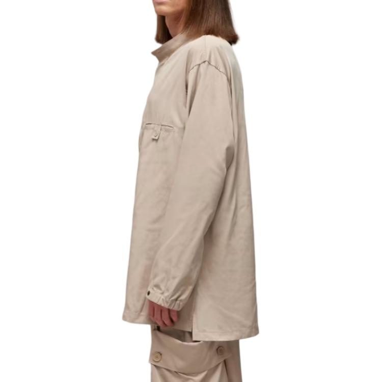 Y-3 Nylon Twill Overshirt Solid Color Half High Neck Loose Jacket Men jackets Beige IV8022