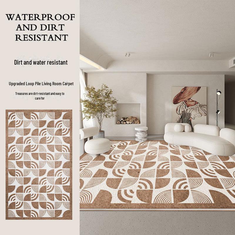 Luxury British Retro Non-Slip Living Room Carpet with High-End Loop Pile