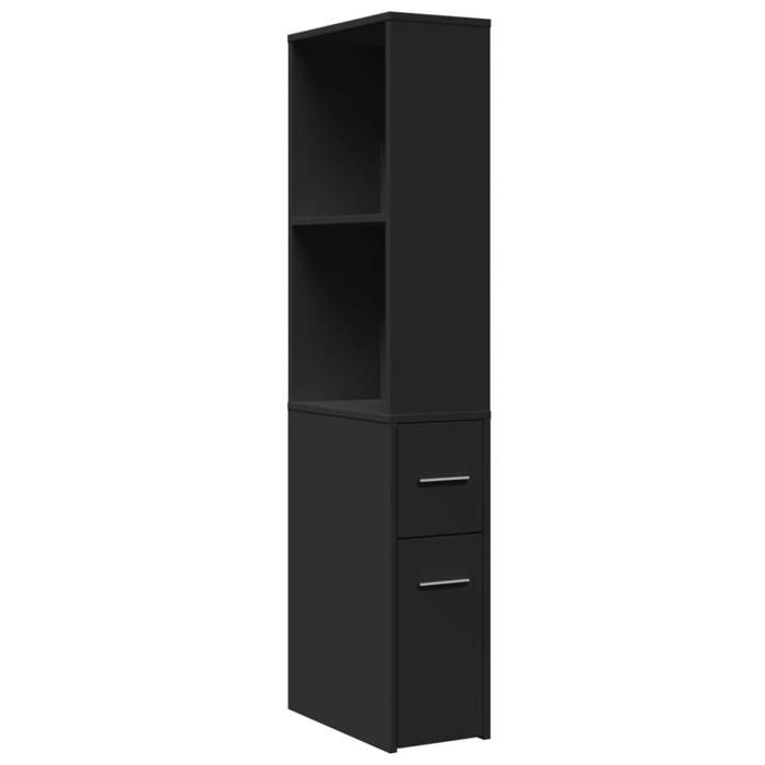 VidaXL Narrow Bathroom Cabinet with Castors Black, Tall Bathroom Cabinet, Bathroom Storage 855296