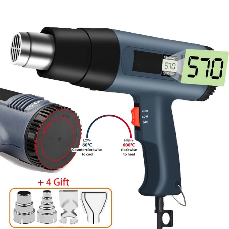 220V industrial heat gun hair dryer construction 2000W hot air gun air dryer for soldering thermal blower shrink wrapping