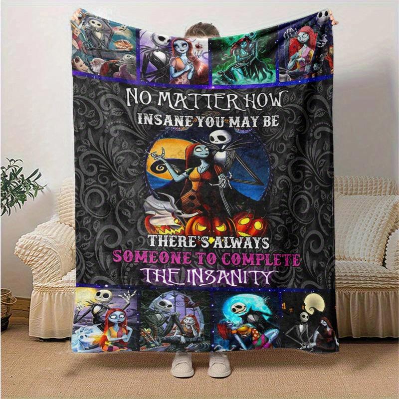 1pc. Halloween Nightmare Before Christmas Jack Skellington Sally Home Decorative Blanket, Perfect for All Seasons, Cozy and Soft Throw Blank
