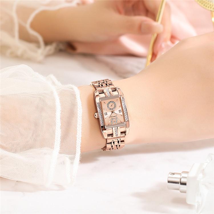 CRRJU New Watch 5017 Women's Watch Stainless Steel Strap Simple Square Business Fashion Watch