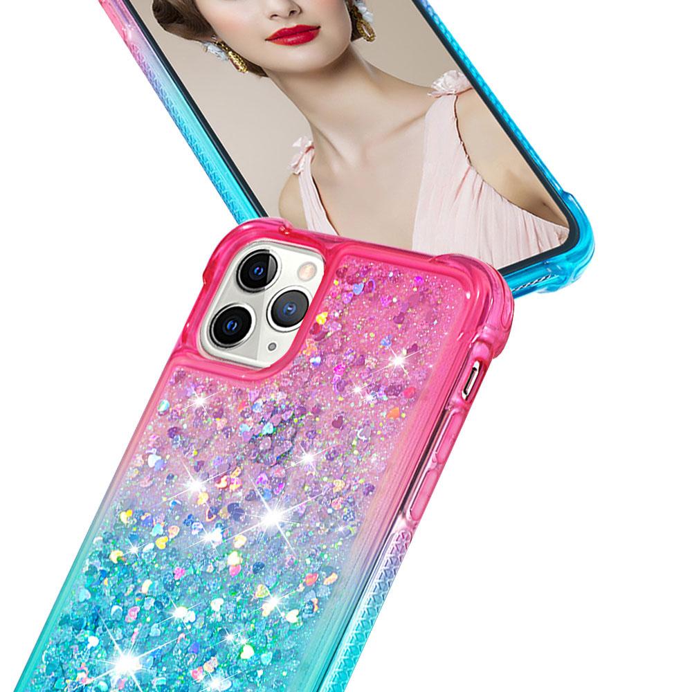 Rainbow Clear Gradient Color Bling Glitter Tekutý písek Love Flitry Bumper Pouzdro na telefon pro iPhone Samsung Xiaomi Huawei Měkký silikonový zadní kryt