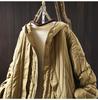 Women's Retro Winter Quilted Cotton Jacket with Hood, Vertical Stripes, Loose Fit, Petite Size, Warm & Thick Design