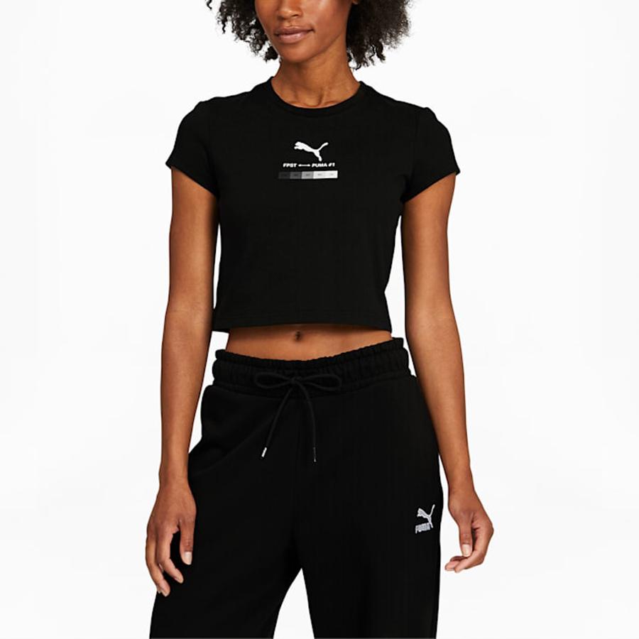 Puma X Felipe Pantone Collaboration Casual Printed Short Sleeve T-Shirt Women Tops Black 530392-01