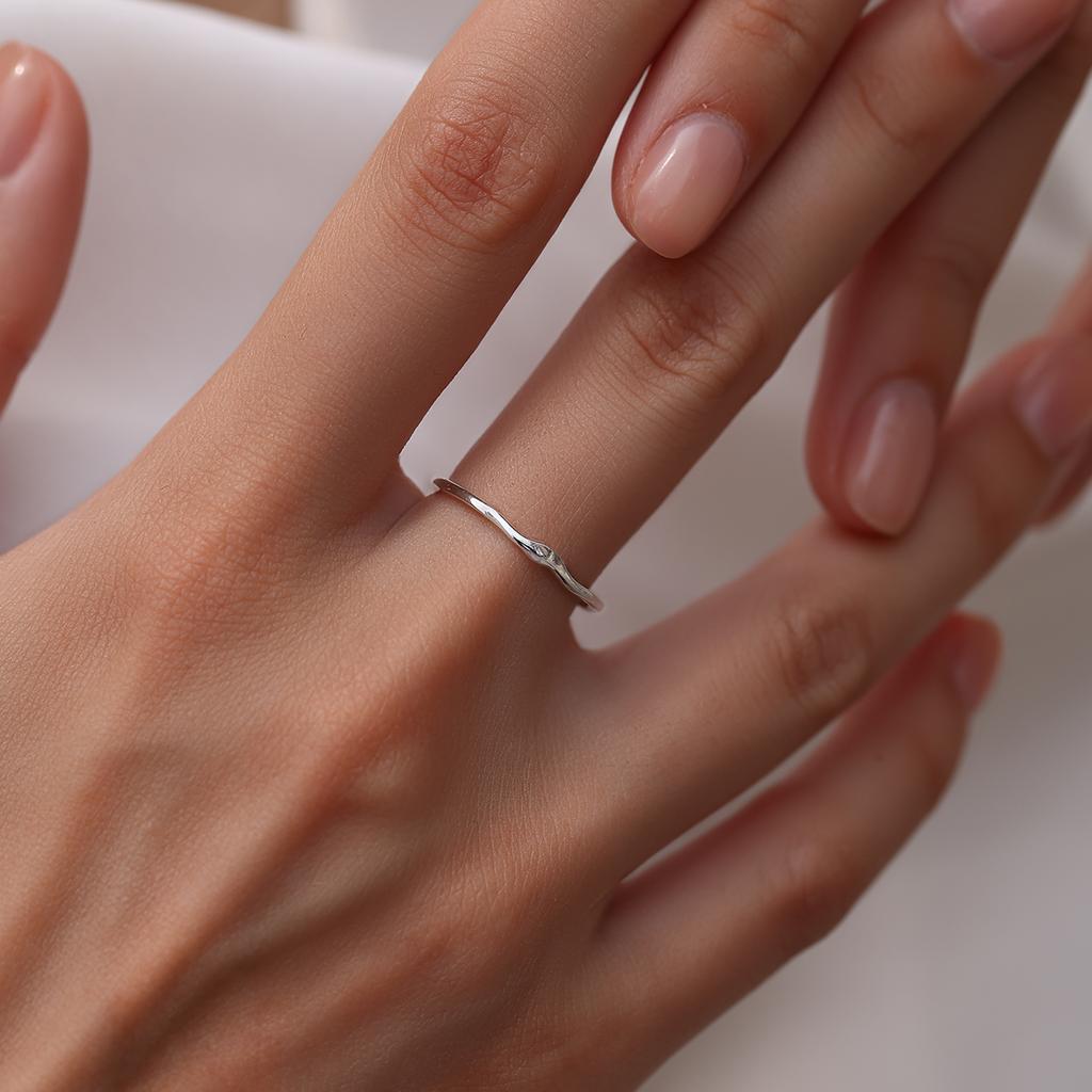 MODIAN 925 Sterling Silver Irregular Wave Thin Ring For Women Smooth Curved Stackable Finger Rings Daily Fine Silver Jewelry Gif